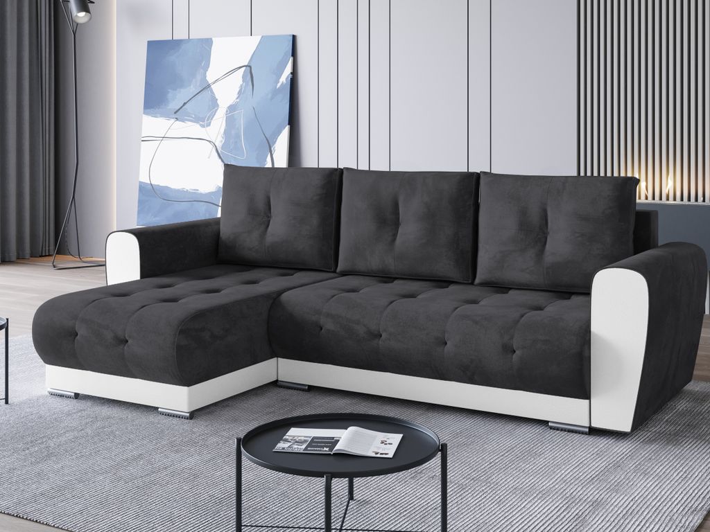 BroMARKT Ecksofa DOMI Schlaffunktion Bettkasten L-Form Produktbild 