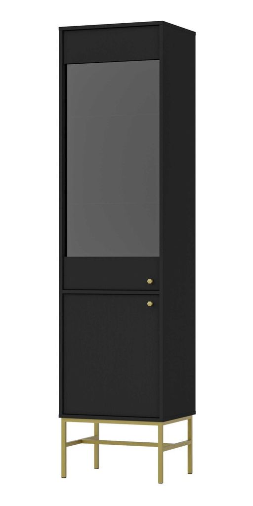 Vitrine mit Glastüren IROS 3 – Graphitschwarz/Gold