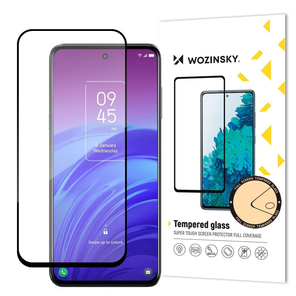 Wozinsky Super Hart Voll Kleben Gehärtetes Glas Für Bildschirm Mit Rahmen Fall Freundlich Tcl 20L Schwarz