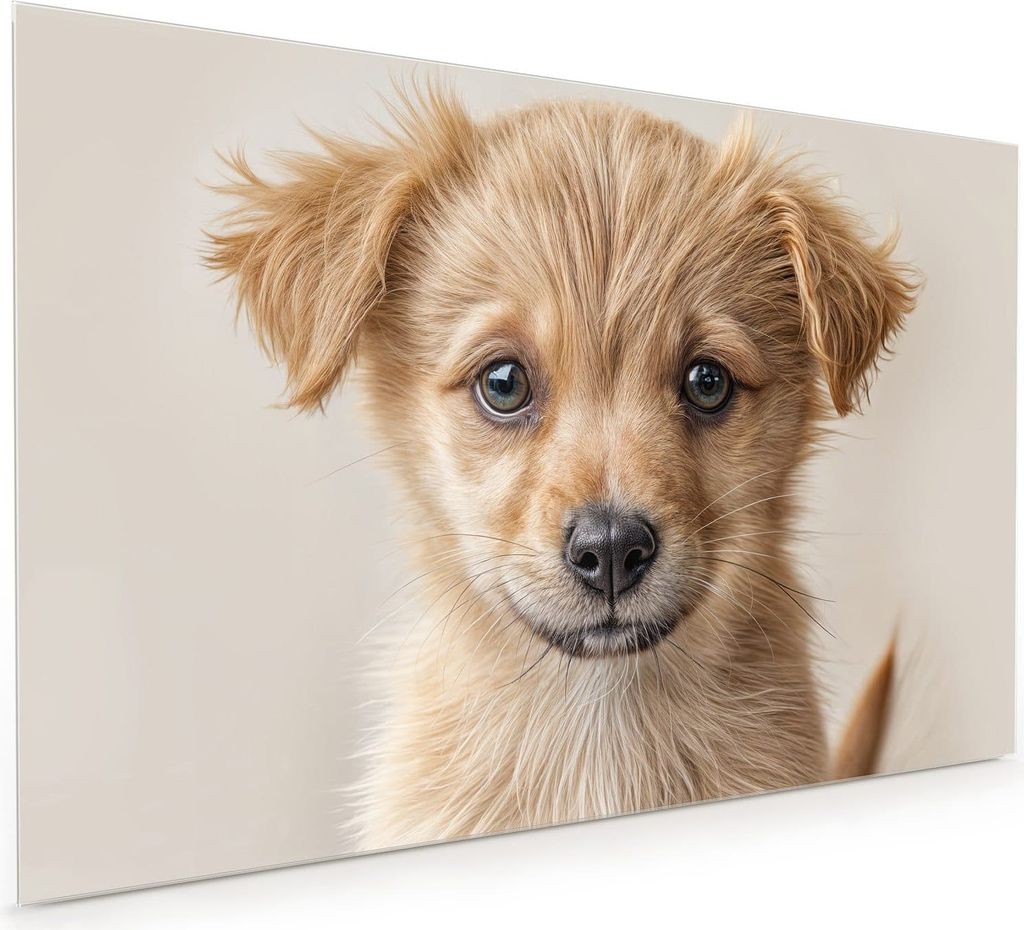 Küchenrückwand Spritzschutz Glas mit Motiv Welpenbilde 40 x 40 cm