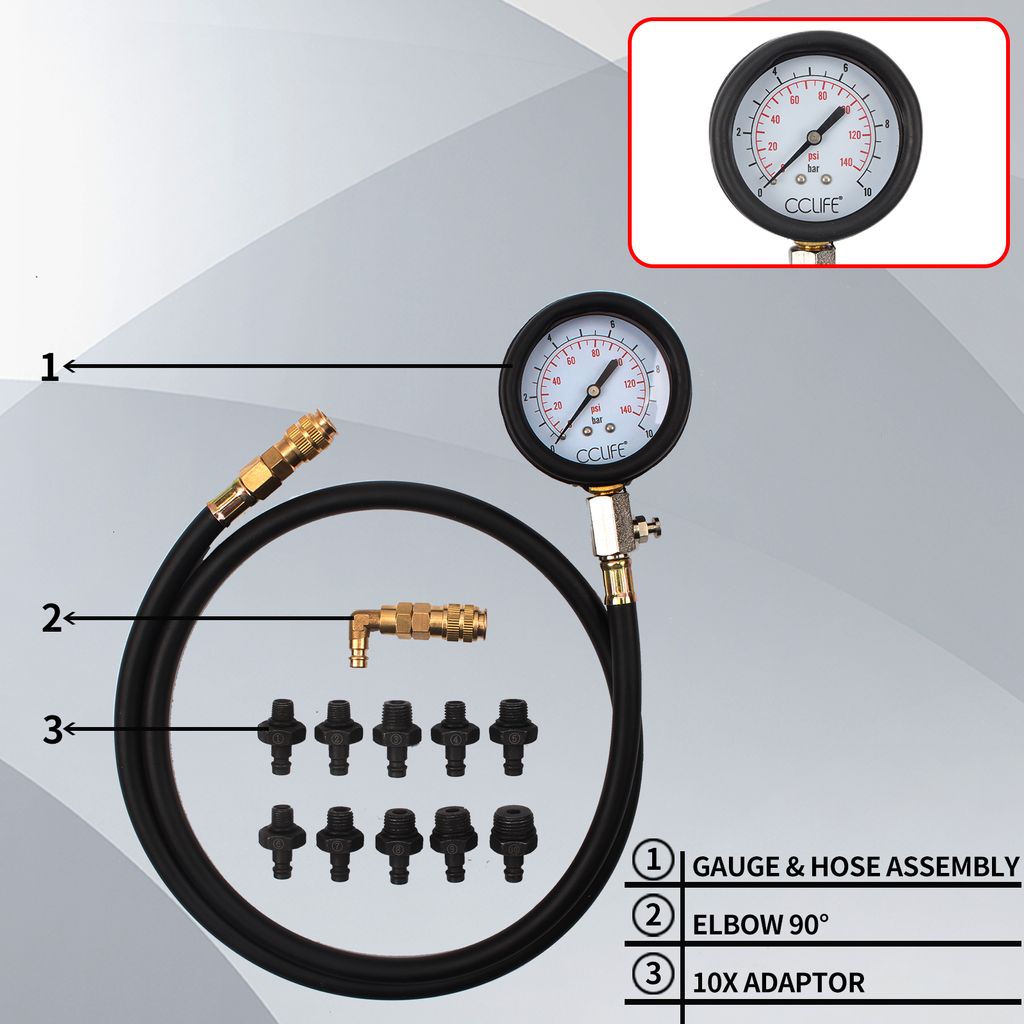 DHA Öldruckmessgerät KFZ Öldruck Manometer Öldruck Prüfgerät Prüfer 0-10  bar : : Auto & Motorrad