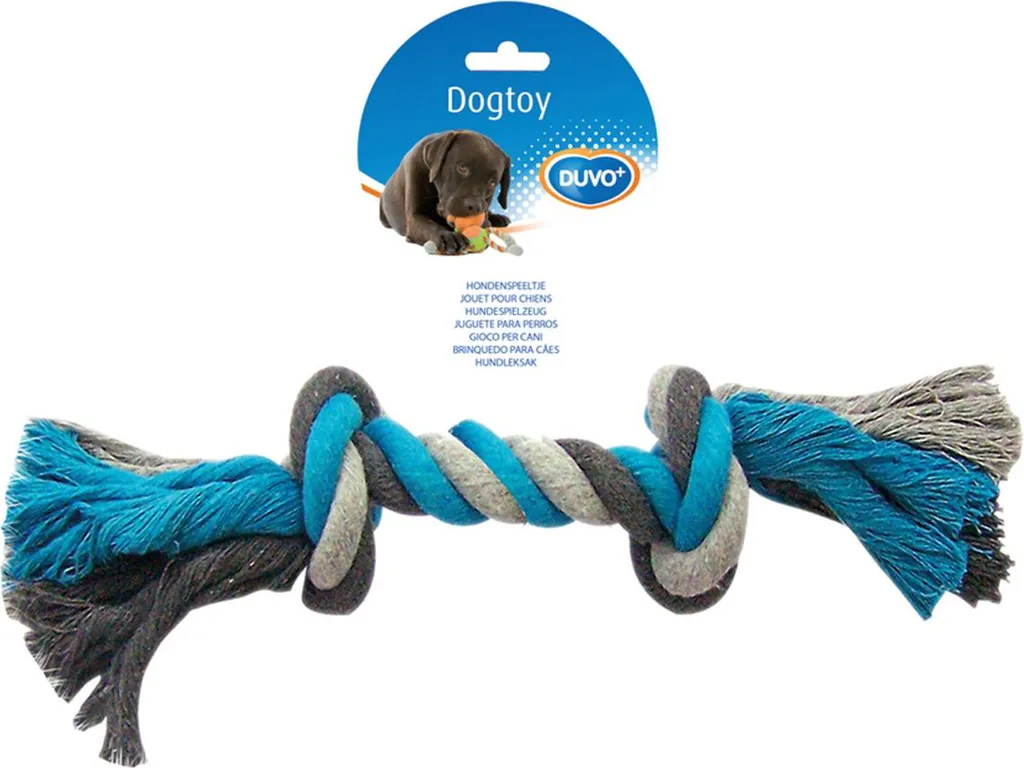 Gioco per cani Duvo+ Knot Cotone grigio/blu, dimensioni: 37 cm