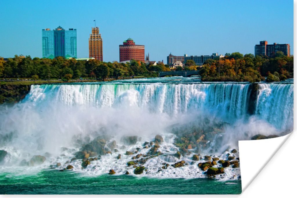 MuchoWow Poster Schöner blauer Himmel über den Niagarafällen 180x120 cm - Fotoplakat