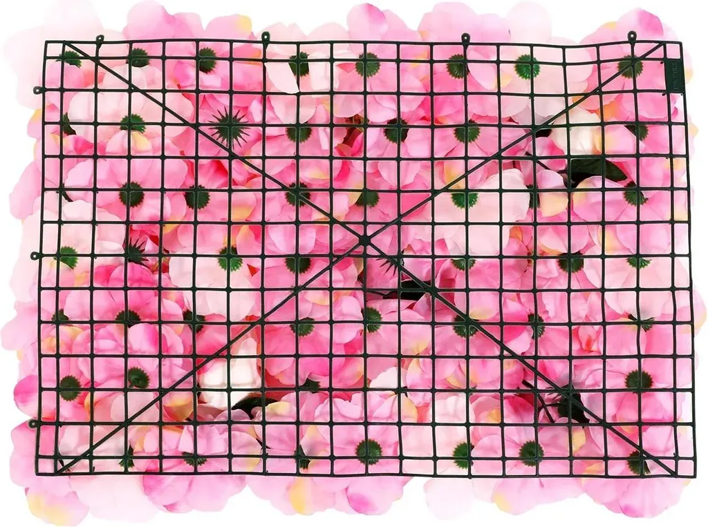 Mur de Fleurs Artificielles pour Décoration Mariage - 12 Panneaux Rose - 3