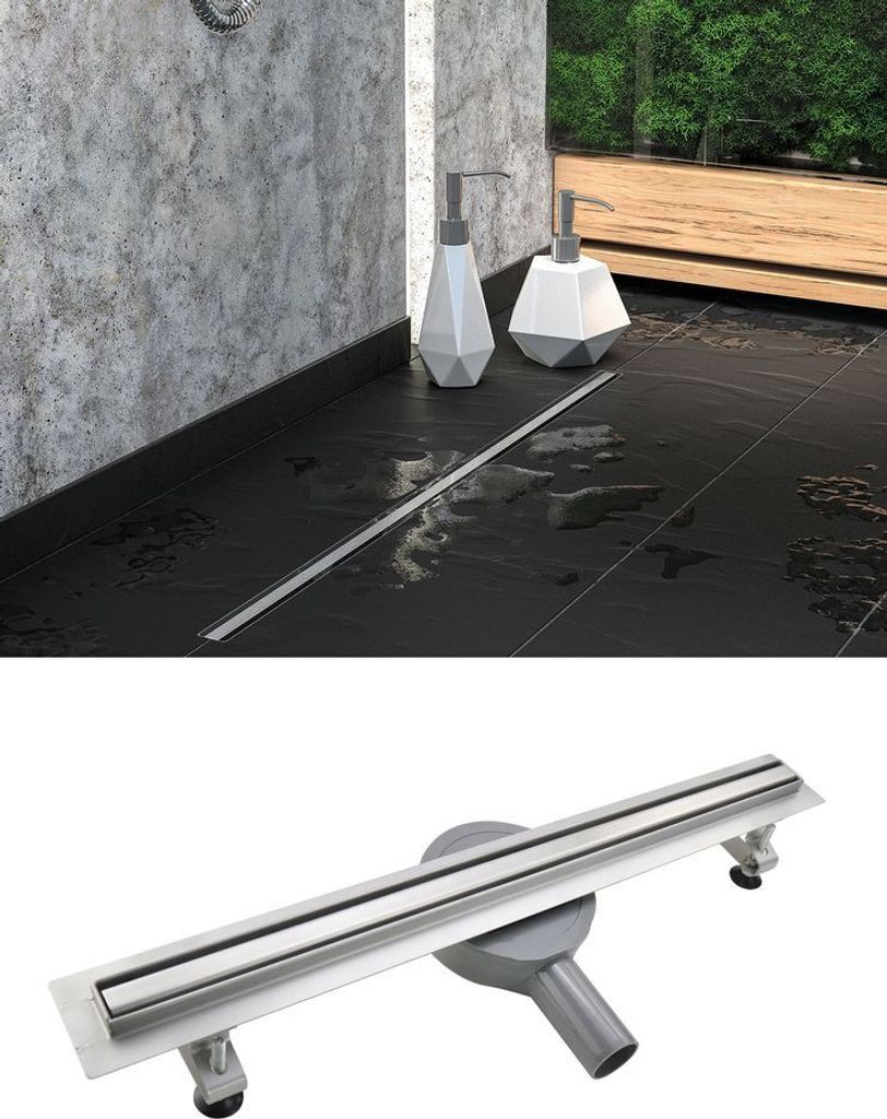Duschrinne Bodenablauf Ablaufgarnitur Edelstahl SLIM Flach Bodenablauf Siphon mit Geruchsstop Größen 50 60 70 80 90 cm Ablaufrinne Duschablaufrin...