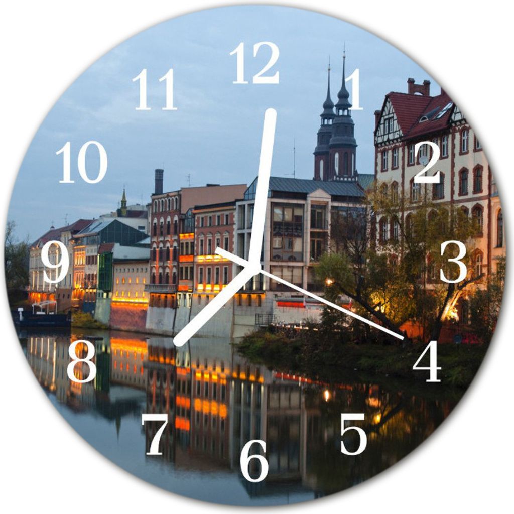 Glasuhr Wanduhr Küchenuhr Echt-Glas 30fi cm Altstadt mehrfarbig