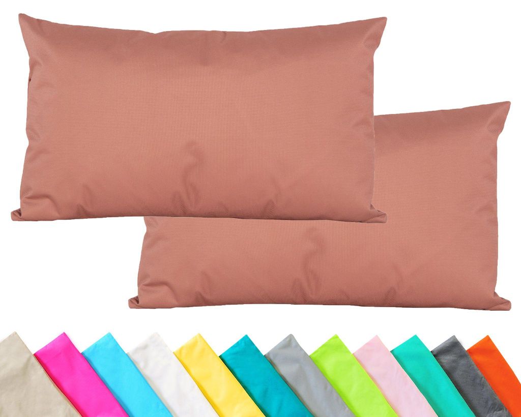 JACK 2er Set Outdoor Kissenhülle Kissenbezug 30x50cm Wasserfest Sitzkissen Lounge Kissen Garten Stuhl Lotus Effekt, Farbe:Terra
