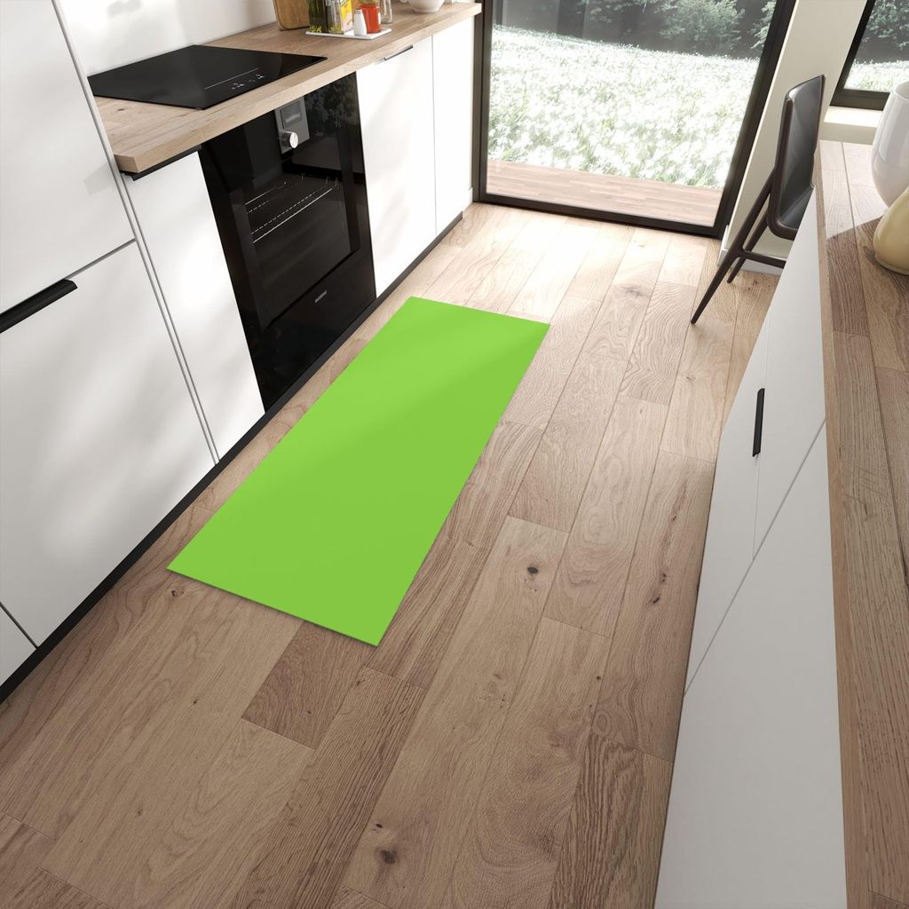 Küchenteppich 60x150cm rutschfest & abwischbar PVC Läufer - Hellgrüner Hintergrund