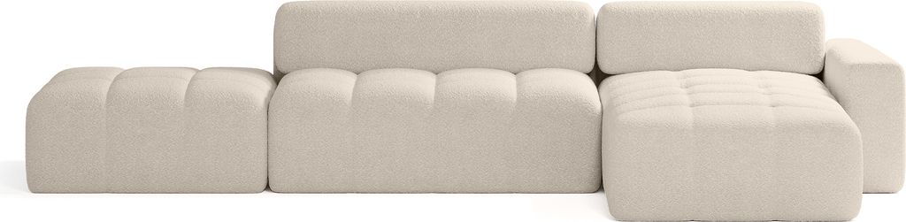 FEDVE Ecksofa RIFU LA aus Bouclé-Stoff mit Schlaffunktion, Beige