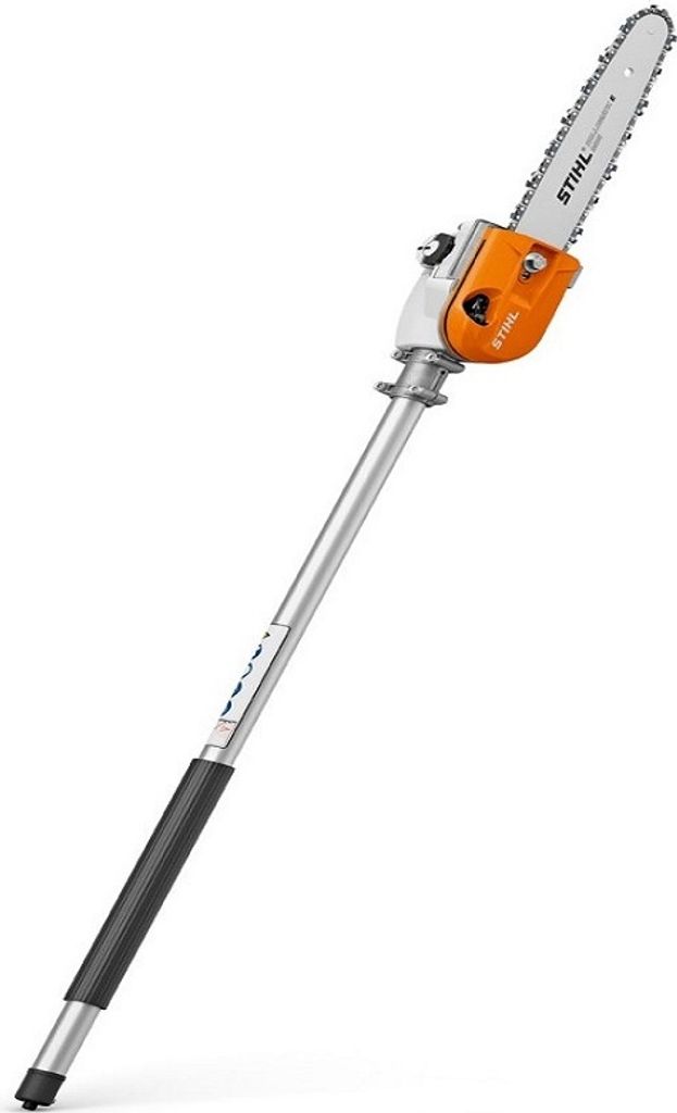 A STIHL pole saw attachment is shown against a white background.
