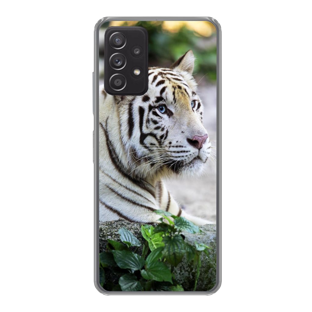 MuchoWow Handyhülle Schutzhülle Hülle für Samsung Galaxy A53 5G Tiger - Weiß - Sand Silikon Softcase Handy Hülle - Schutzabdeckung