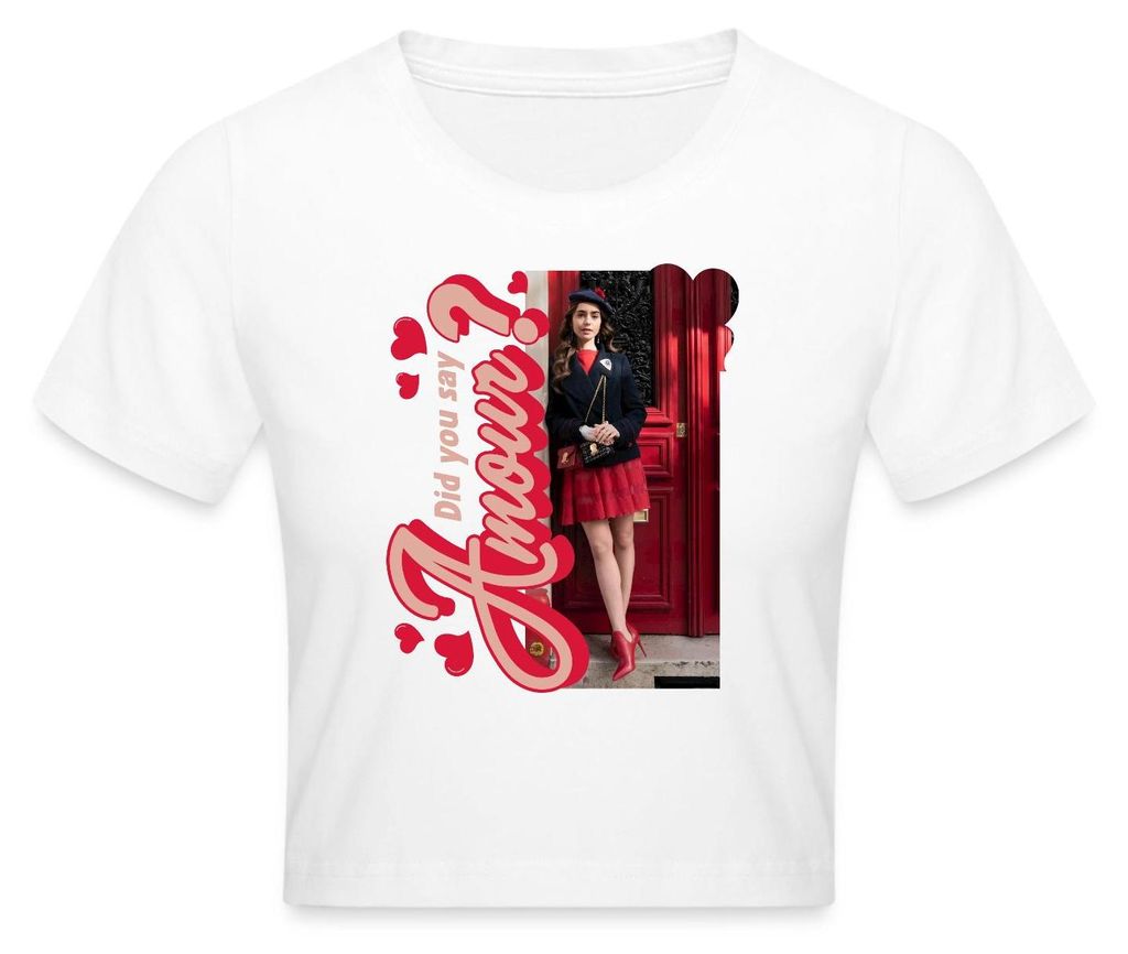 Spreadshirt Emily In Paris Did You Say Amour Crop Top, XS, Weiß