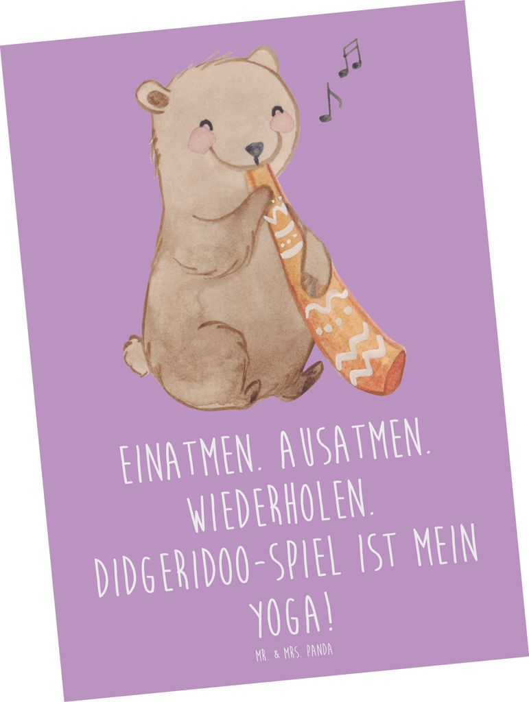 Mr. & Mrs. Panda Postkarte Didgeridoo Yoga - Lavendeltraum - Geschenk, Musikinstrument, bildkarte, spirituell, Fotokarte, Postkarten, Ansichtskarte...