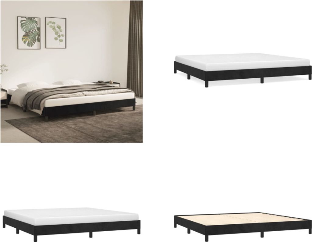 vidaXL Bettgestell Schwarz 200x200 cm Samt - Bettgestell - Bettgestelle - Bettrahmen - Bett