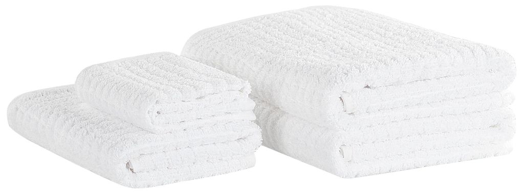 BELIANI Badehandtuch 4er Set Weiß Baumwolle 30x50 cm / 50x100 cm / 70x140 cm / 100x150 cm Frottee Handtücher in verschiedenen Größen