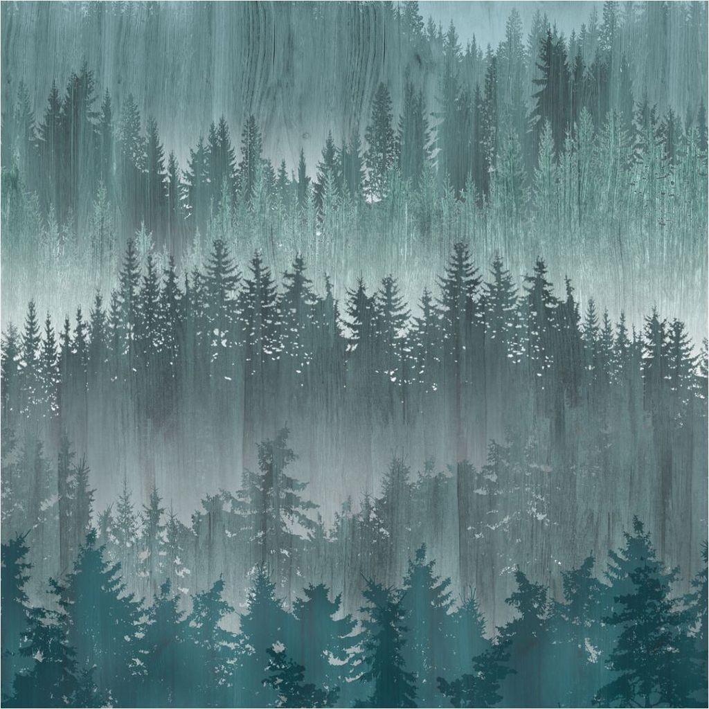 Fototapete Vlies 39181-3 The Wall II Aquarell Wald petrol Produktbild 