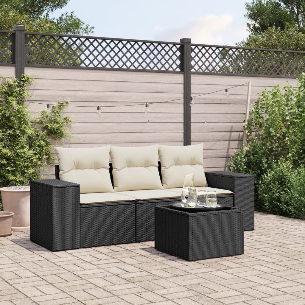 Maison Exclusive - 4-tlg. Garten-Sofagarnitur mit Kissen Schwarz Poly Rattan
