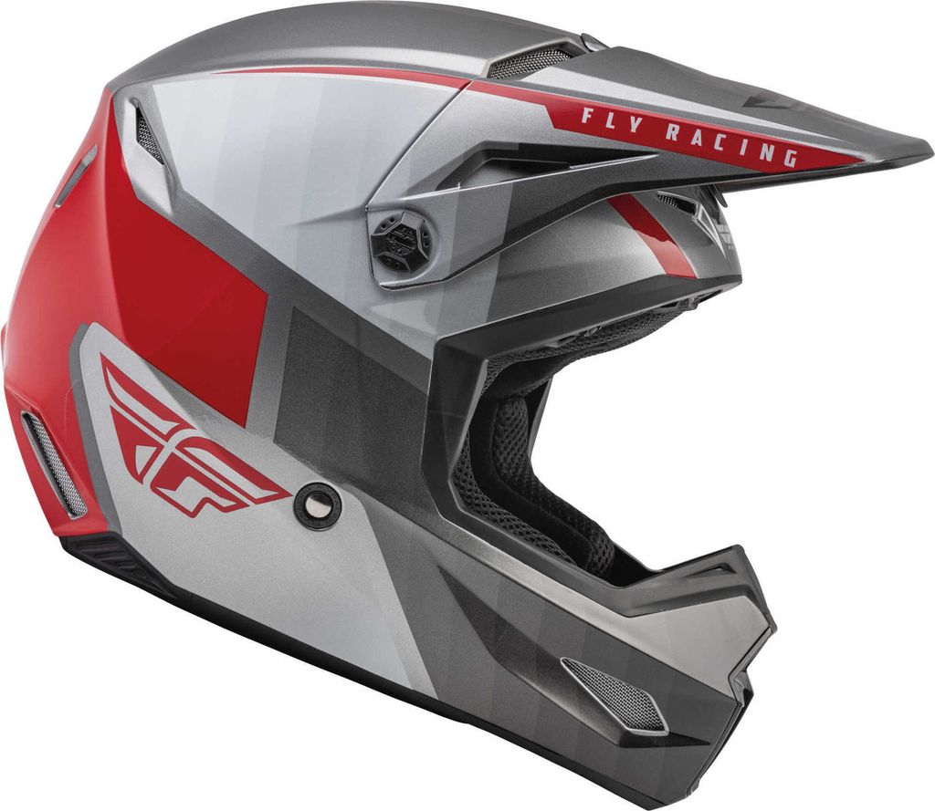 Fly Racing Kinetic Drift Youth Motocross Helm, grau/rot, Y/L (51/52)