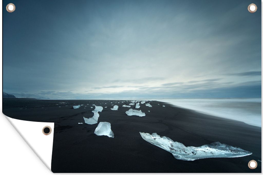 MuchoWow 120x80 cm Outdoor-Poster Gartendeko Sichtschutz Garten Poster für den Garten Strand - Himmel - Schwarz