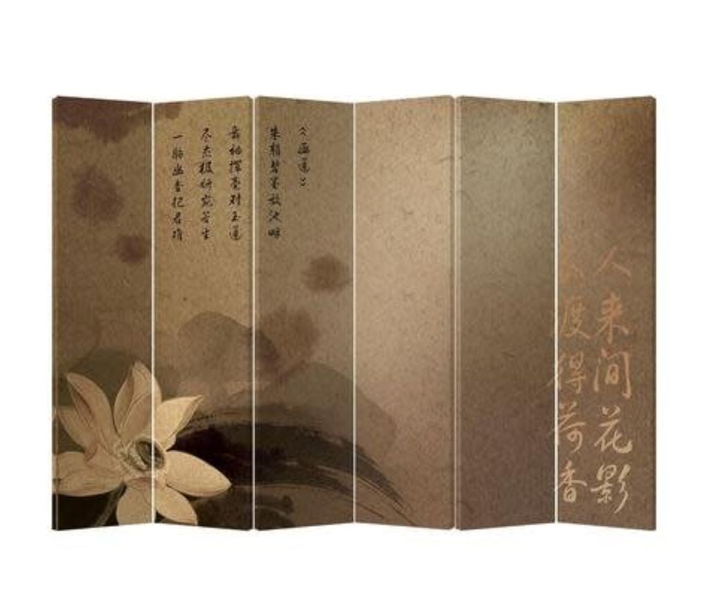 Fine Asianliving Paravent Asiatisch Raumteiler B240xH180cm Trennwand 6-teilig Chinesische Blumen
