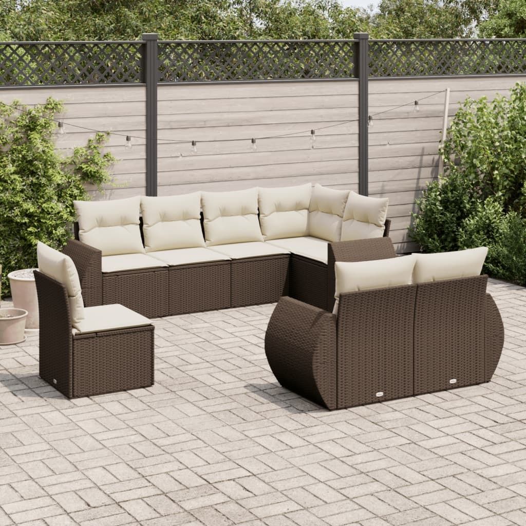 Maison Exclusive - 8-tlg. Garten-Sofagarnitur mit Kissen Braun Poly Rattan
