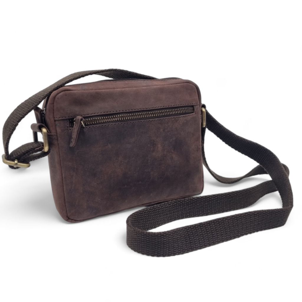 Safekeepers Kleine Umhängetasche für Herren - Outdoor-Schultertasche - Leder Umhängetasche - Herrentasche - Tragbare Casual Ledertasche Braun