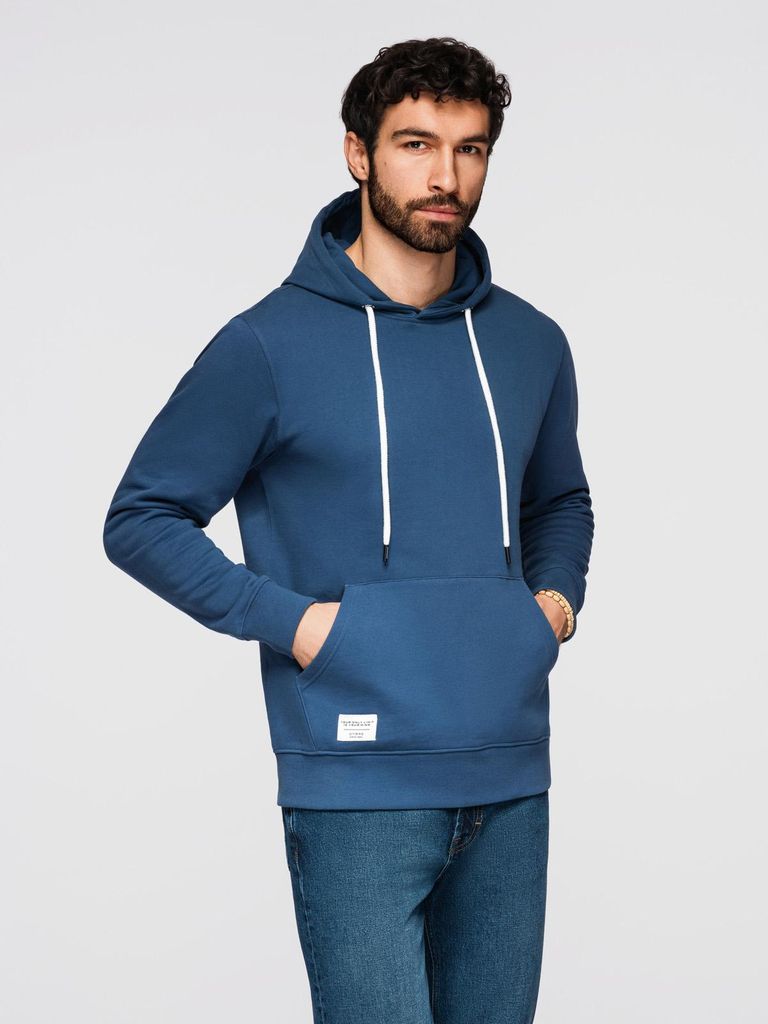 OMBRE Herren Hoodie Kapuze Baumwolle Basic OM-SSBN-0270 dark blue XL