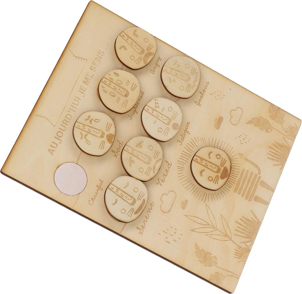 Feelings Chart for Kids Montessori Wooden Daily Moods Feelings Sign Educational Toy for Home School Classroom Therapy Office Decor