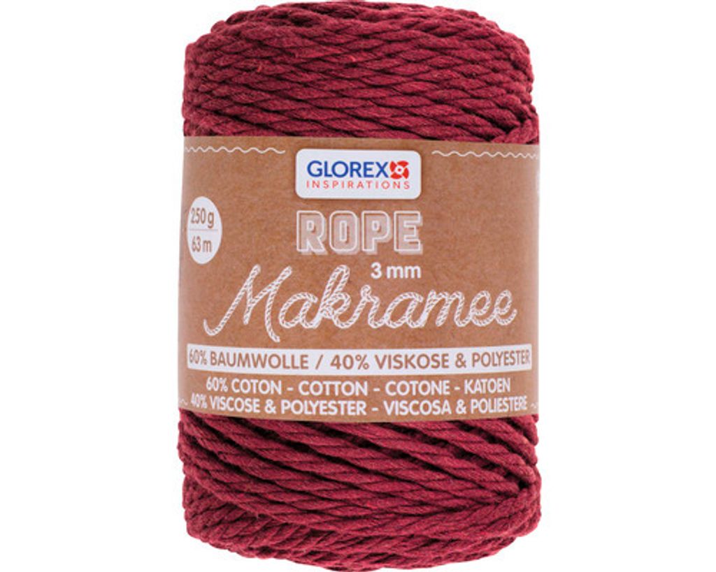 GLOREX 5 1007 08, Baumwolle, Polyester, Viskose, Bordeaux, 8 m, 3 mm, 259 g