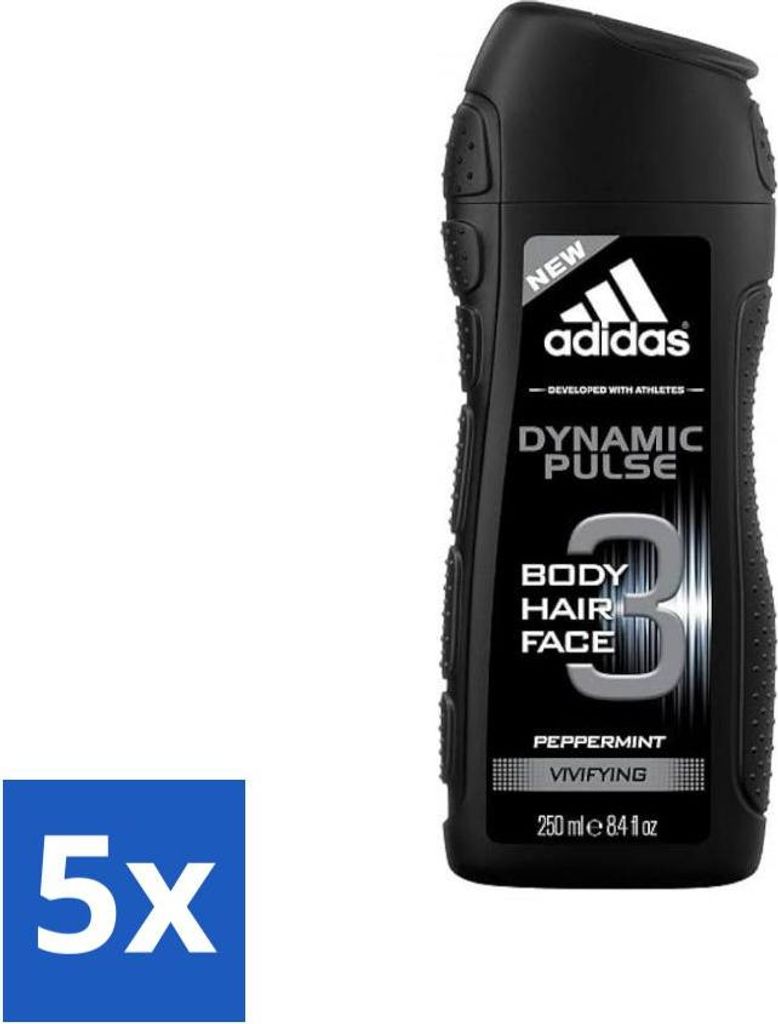 Adidas - 3-in-1 Duschgel - Dynamic Pulse - Pfefferminze - Belebend - 250 ml - Vorteilspack - 5 Stücke