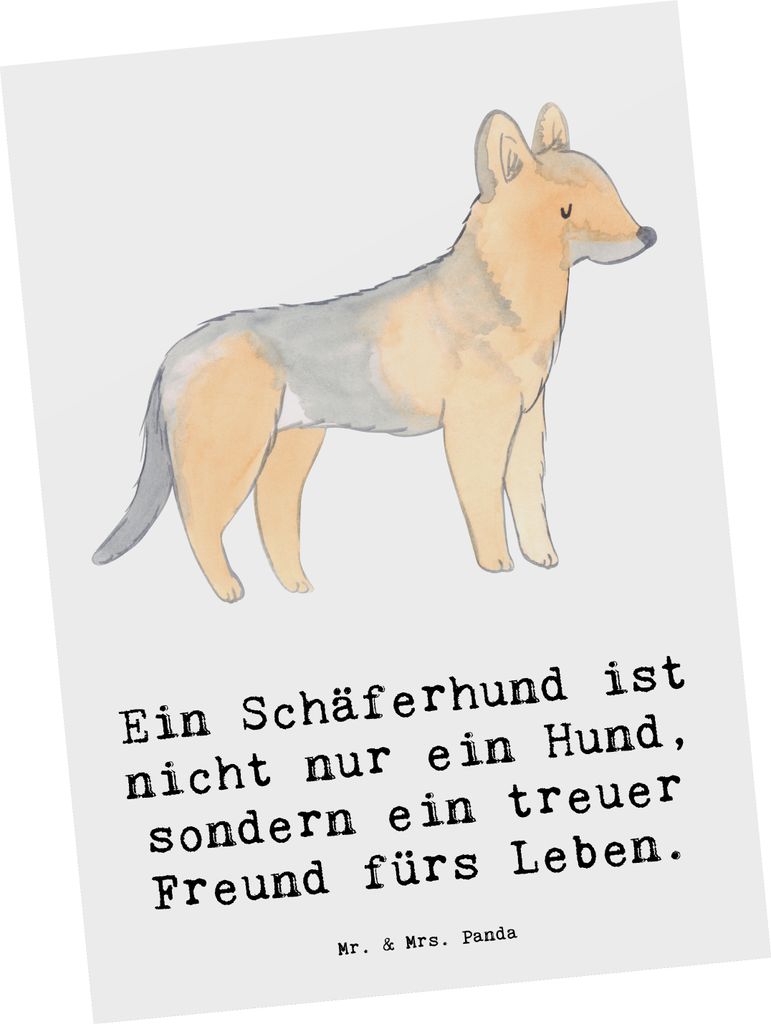 Mr. & Mrs. Panda Postkarte Schäferhund Freund - Weiß - Geschenk, Polizei Hund, Hunderasse, loyaler Begleiter, Fotokarte, Hunderassen Beschreibung...