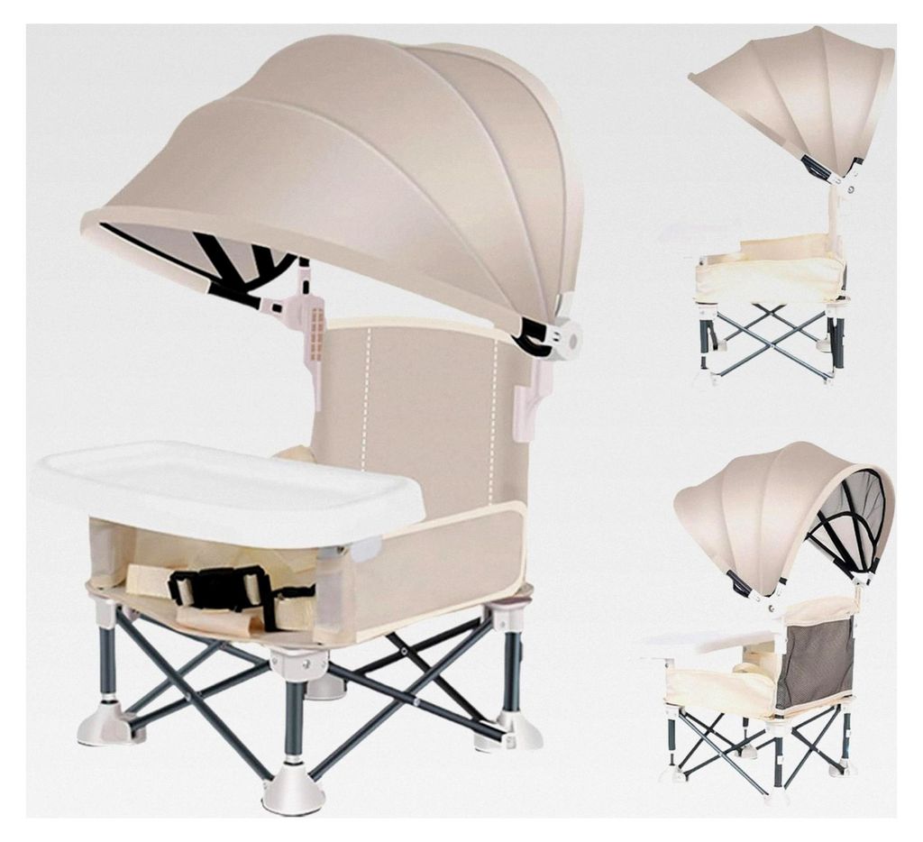 Klappbarer Tragbarer Babysitz - Tragbarer Kleinkindersitz Mit Abnehmbarem Tablett | Klappbarer Kindersitz Mit Sonnendach Für Zuhause, Garten und C...