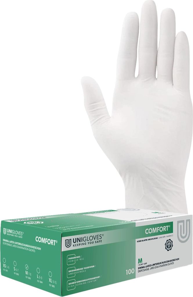Unigloves Latexhandschuhe COMFORT Gr. 7-8 mediuml 100 Produktbild 
