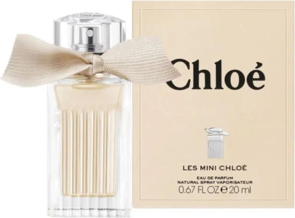 A bottle of Chloé perfume and its packaging are displayed against a light beige background.