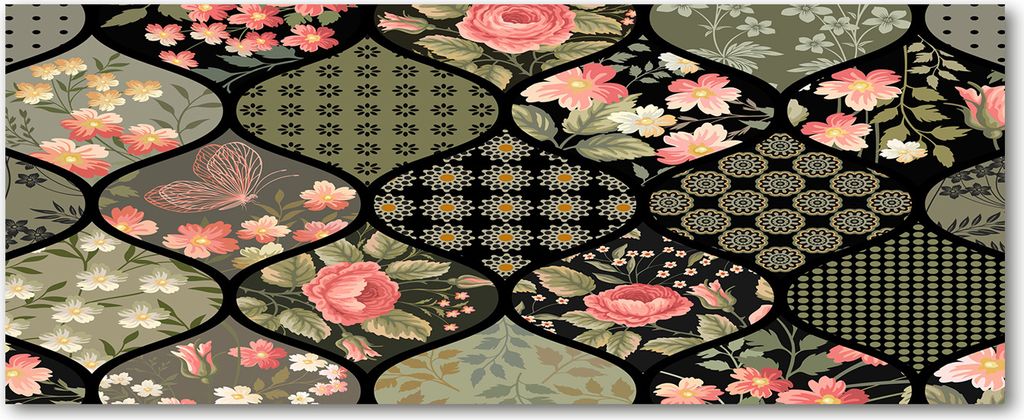 Tulup Leinwandbild - 125x50 cm - Wandkunst - Drucke auf Leinwand - Leinwanddruck - Blumen & Pflanzen - Grün - Blumenmuster
