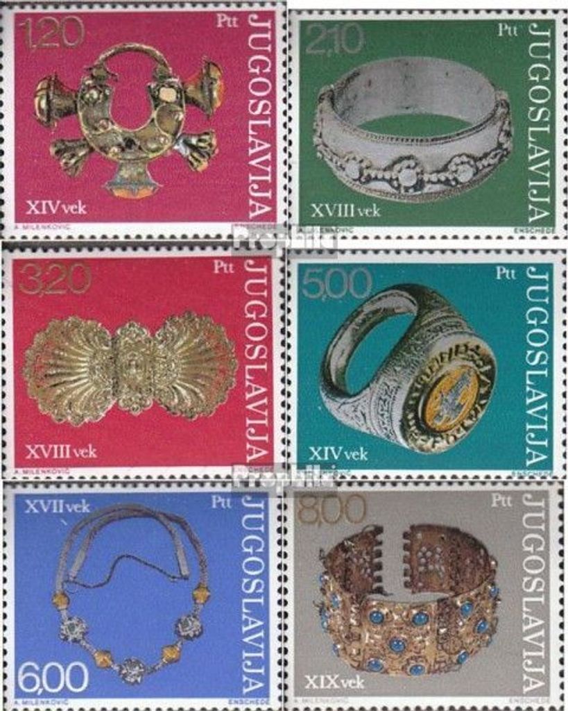 Briefmarken Jugoslawien 1975 Mi 1587-1592 (kompl.Ausg.) postfrisch Museumsexponate