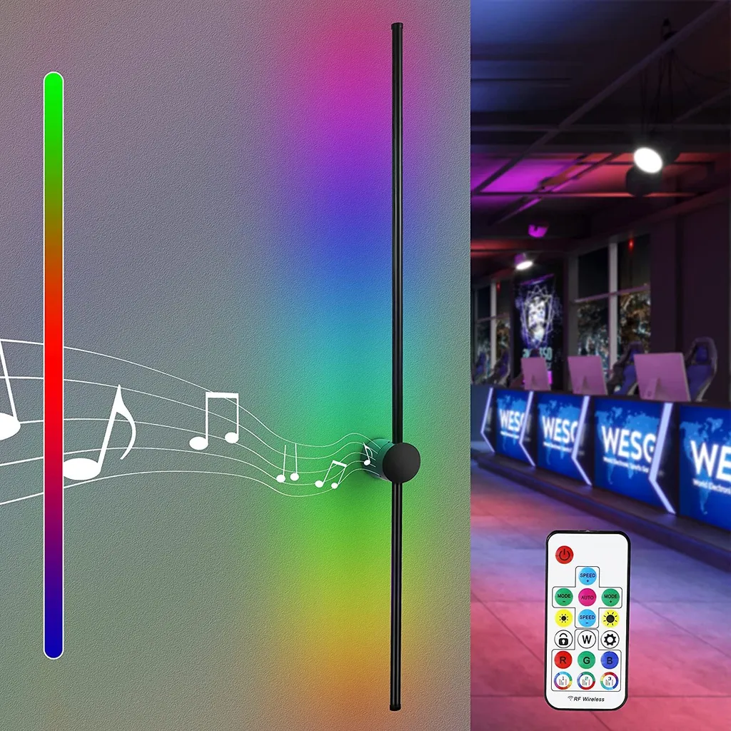 Lampada LED Interni RGB ZMH 100CM Music Control Nero Dimmerabile