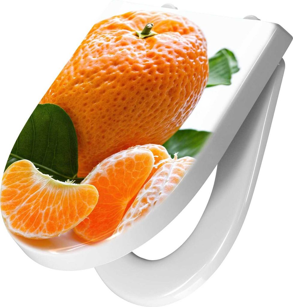 WC-Sitz mit Absenkautomatik, Softclose Scharnier mit Motiv Frische Mandarine