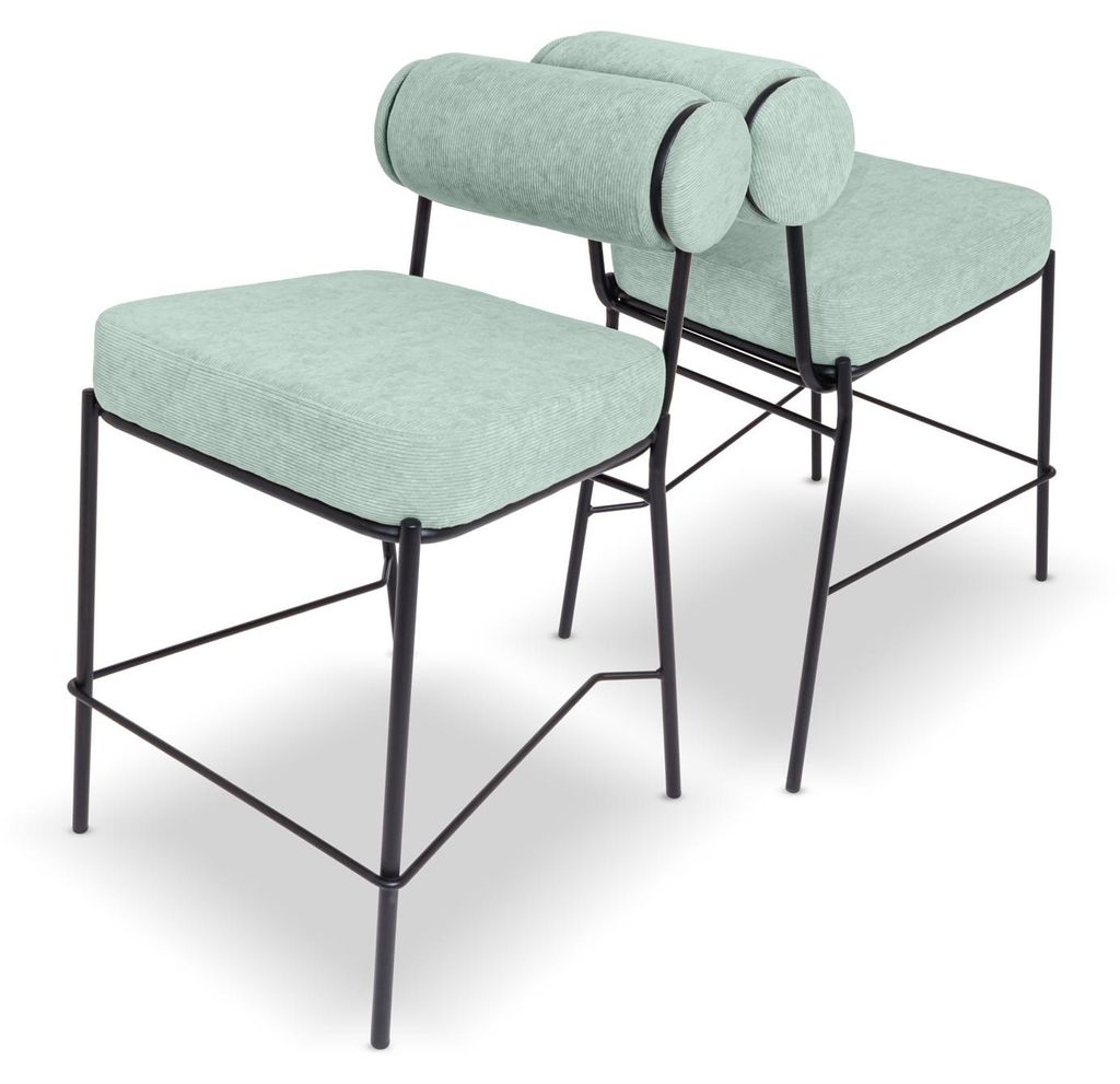 Sapporo - Set mit 2 Design-Hockern aus Metall und Samt Corduroy