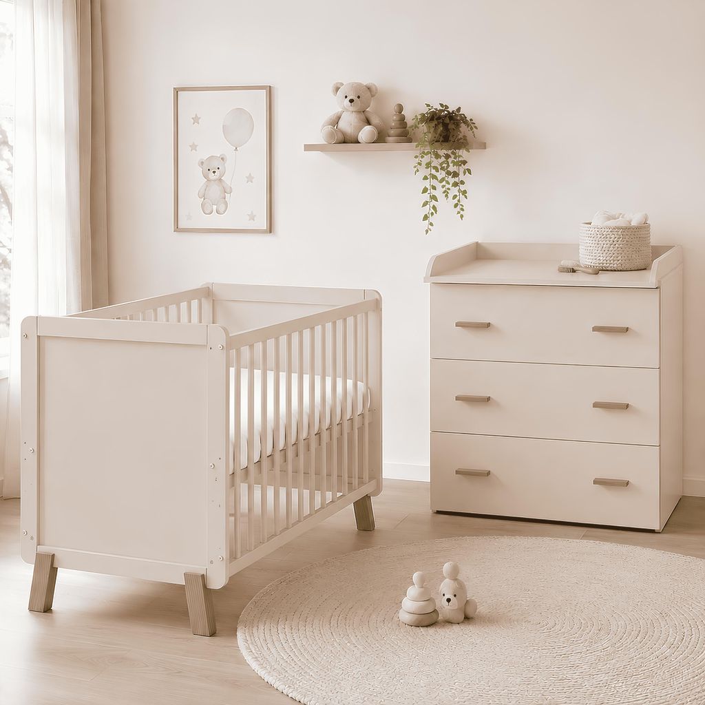 Babyzimmer Babybett Kinderbett Wickelkommode Lou umbaubar Produktbild 