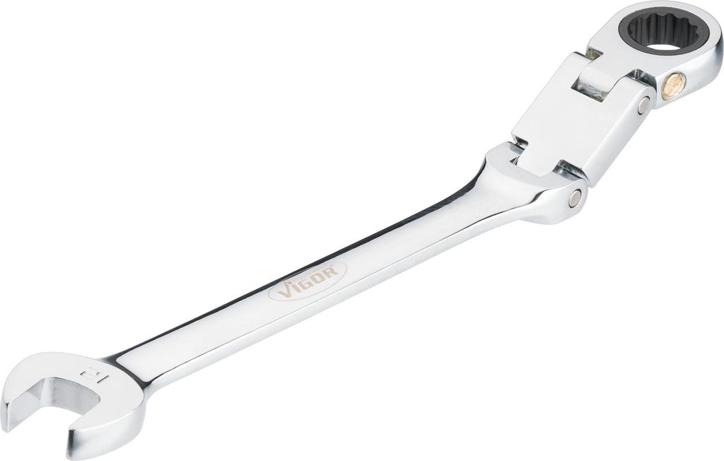 VIGOR Doppelgelenk Ratschen-Ring-Maulschlüssel V6752-12 Doppelsechskant SW 12 mm