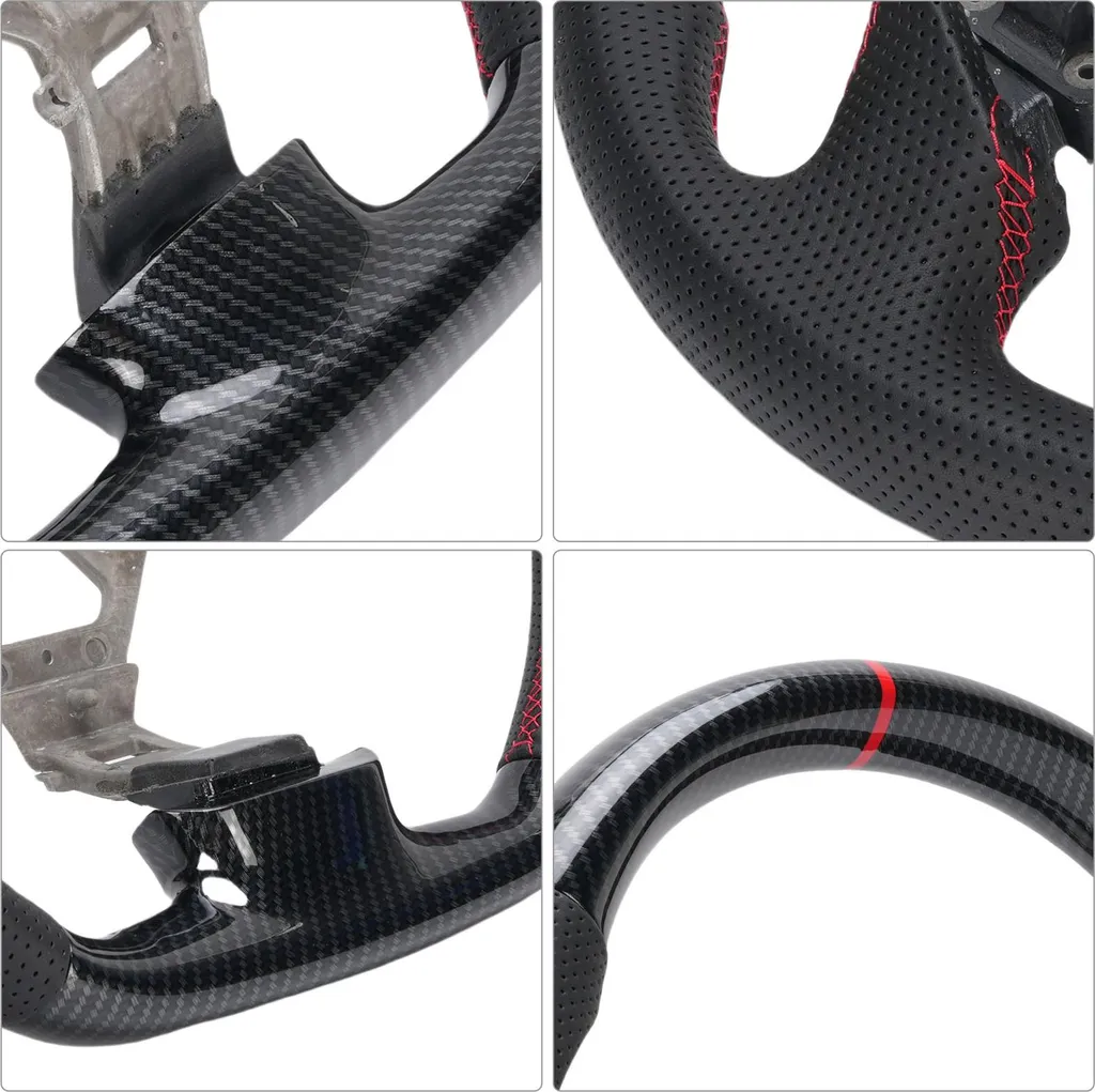 Volant Infiniti G35 Style Carbone avec Cuir Perforé et Fil Rouge