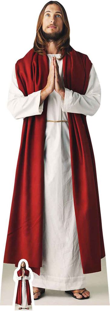 A cardboard cutout of Jesus Christ.