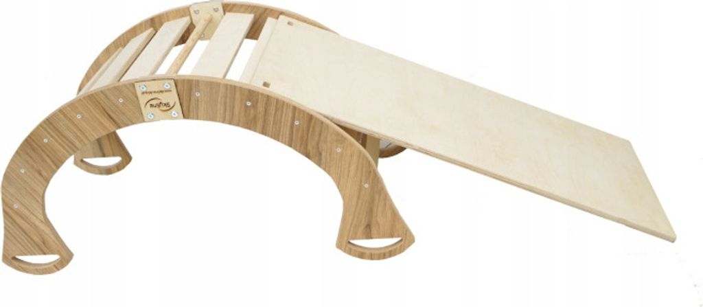 Skyline Kletterbogen Klettergerüste Kletterdreieck Baby Kletterwippe Holzbogen für Kinder Montessori Klappbar Rutsche, mod.C, 98x46x49cm, Eicheni...