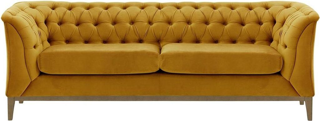 2,5-Sitzer Sofa Chesterfield Modern Wood-Velluto 8-oak wax black