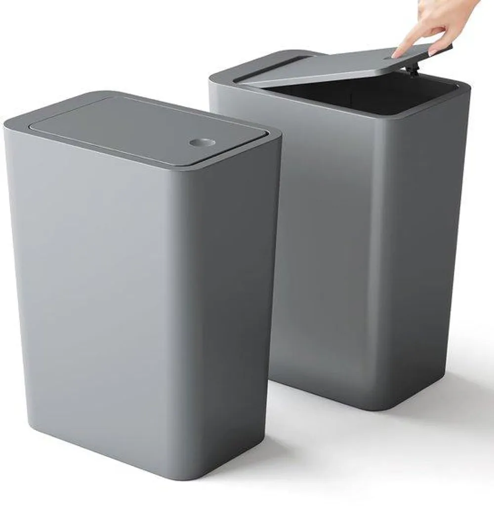 Poubelle de bureau 10L grise avec couvercle pour tri des déchets papier - Pro