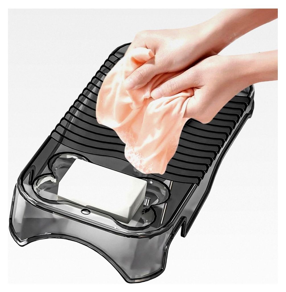 Waschbrett für Wäsche - Handwaschbrett für Kleidung mit rutschfester Wäschehilfe und Seifenfach