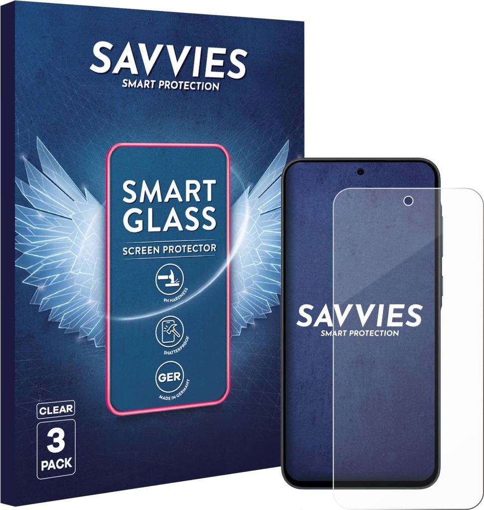 3x Savvies Schutzglas Folie für Samsung Galaxy A35 5G 9H Panzer Schutzfolie Glas Displayschutz klar transparent