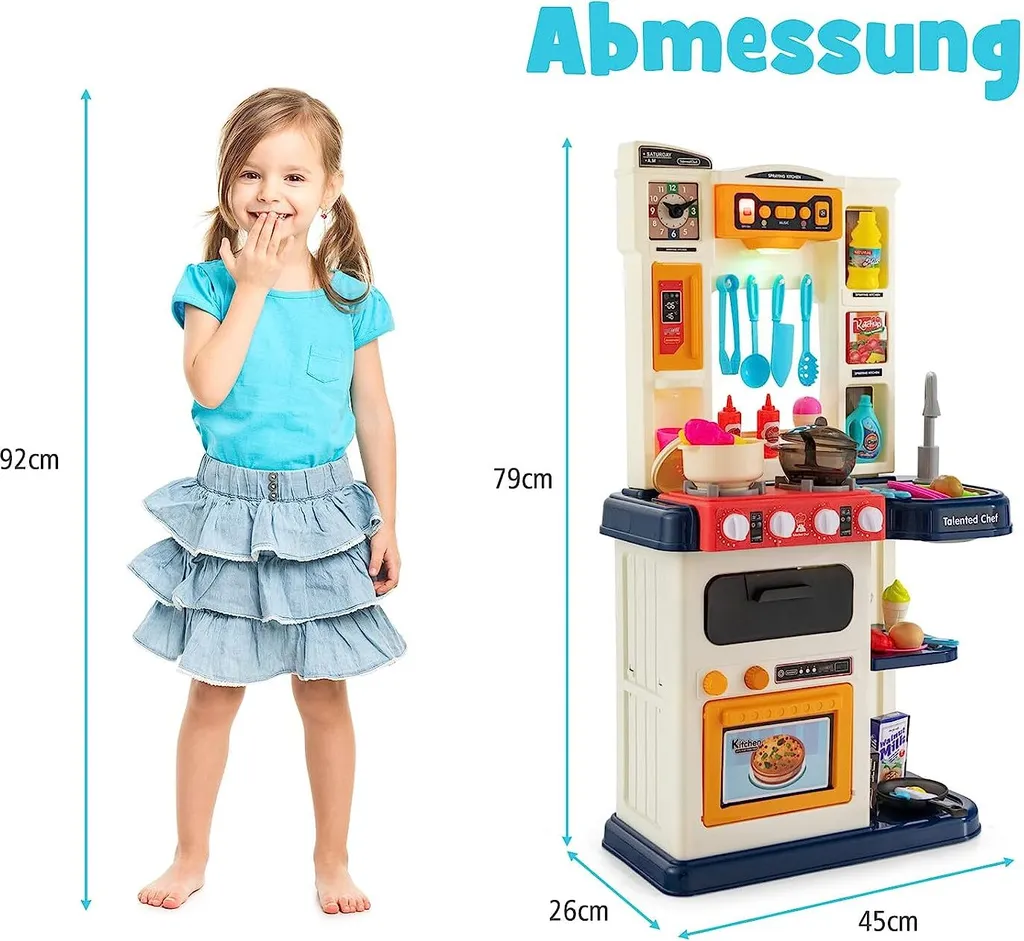 Grande cuisine enfant bleue 65 accessoires avec pompe à eau et lumières - 6