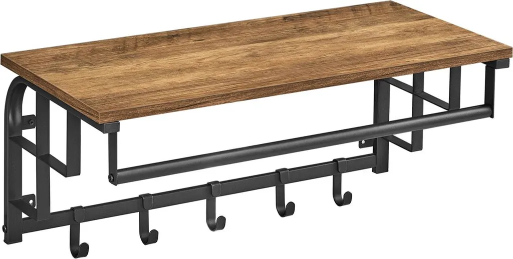 Patère murale avec étagère de rangement design industriel pour entrée